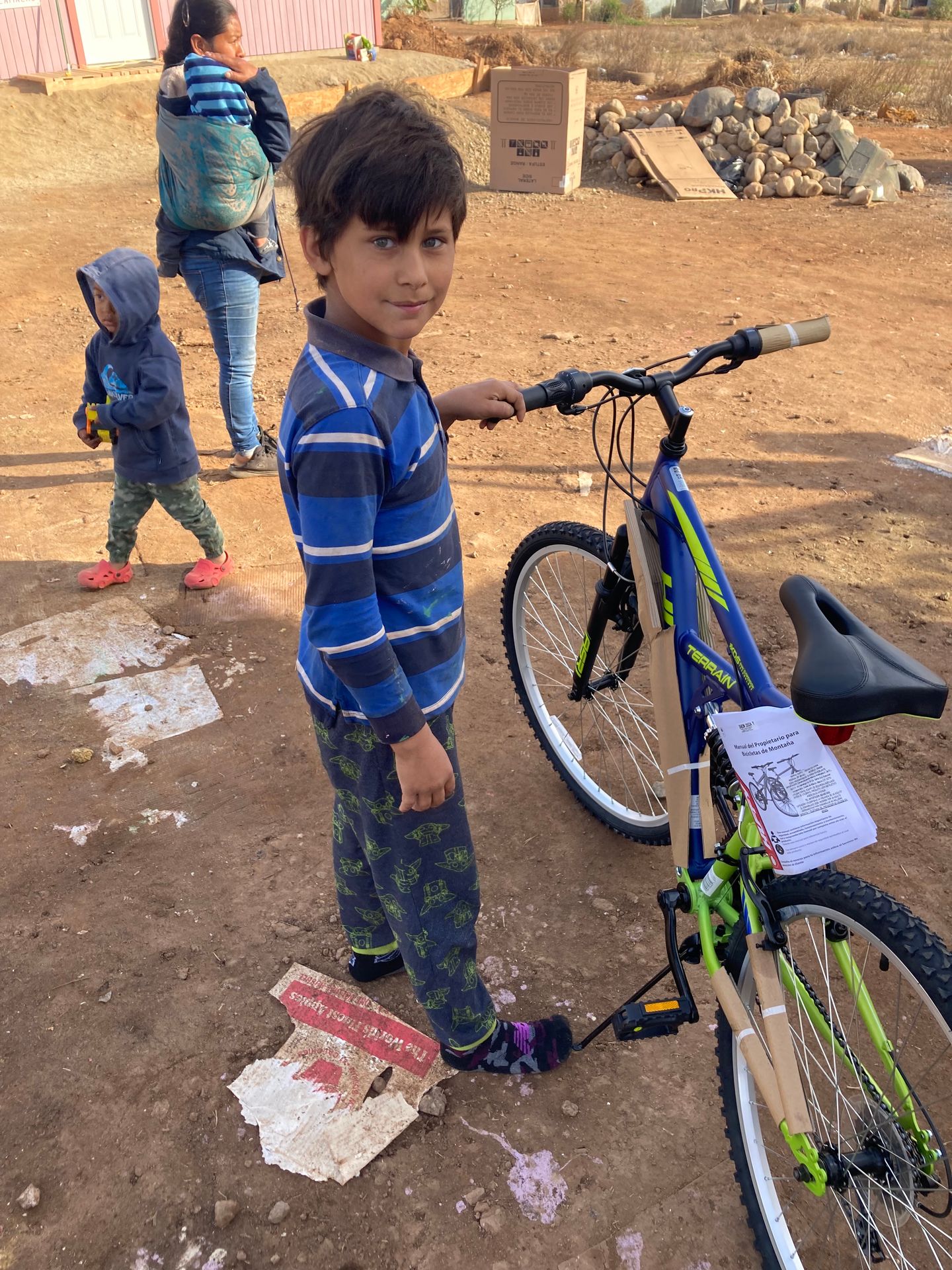 Damien with his first new bike.